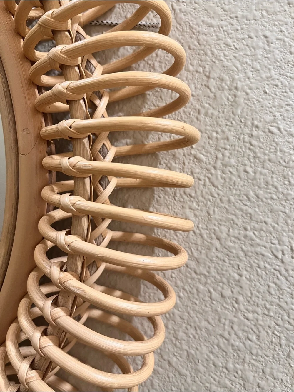 Natural Rattan Round Wall Mirror - Tan
